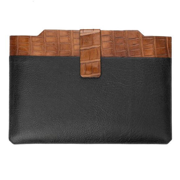 Premium Autumn Orange Laptop Case – Real Alligator Leather - Picture 3 of 5